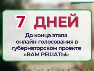 До завершения голосования в губернаторском проекте инициативного бюджетирования «Вам решать!» осталось всего 7 дней!